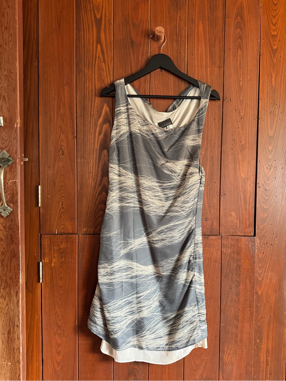 1990s Versus Versace Grey Ivory Hair Motif Shift Dress